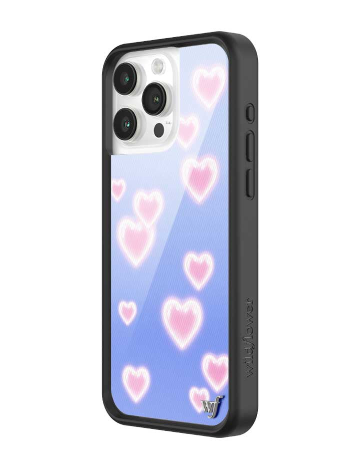 Wildflower iPhone case 15 Pro Max Dreamy Hearts Blue Pink Cute