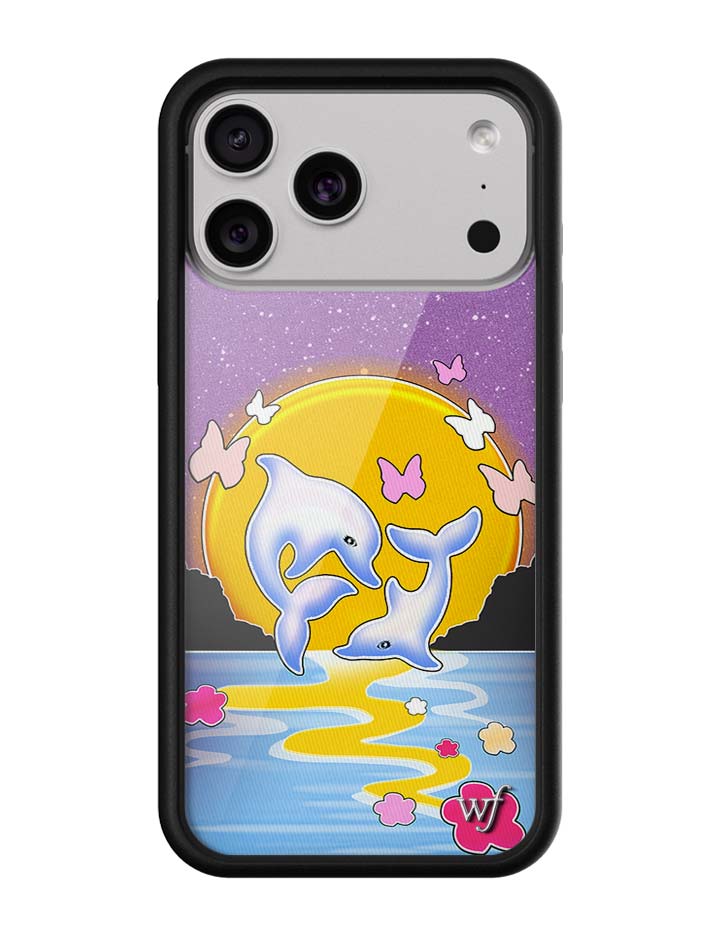 落日イルカ Dolphin Sunset シリコン耐衝撃スマホケース | 欧米風