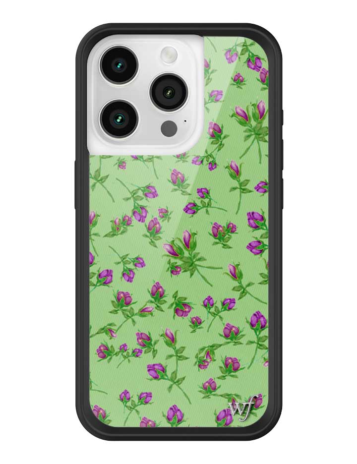 Wildflower iPhone case 15 Pro Purple Posie Rosie Cute Green