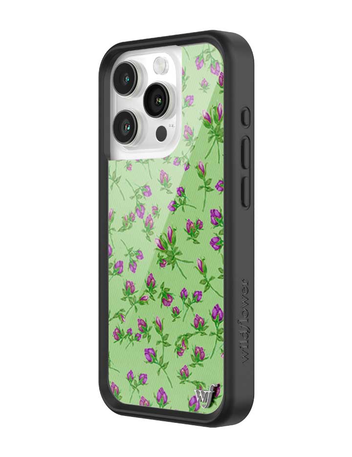 Wildflower iPhone case 15 Pro Purple Posie Rosie Cute Green