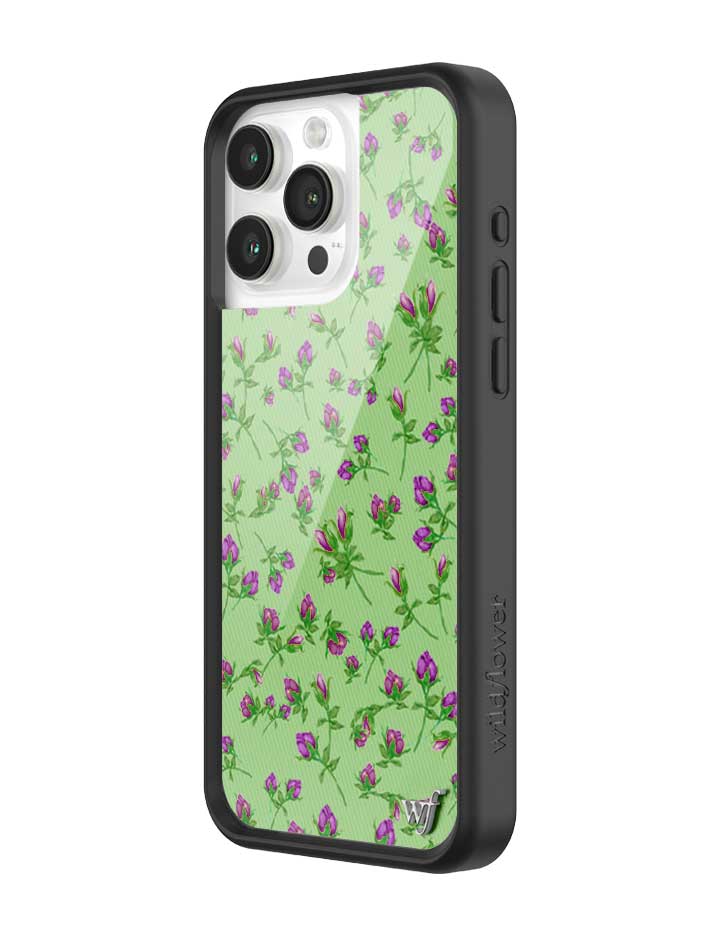 Wildflower iPhone case 15 Pro Max Purple Posie Rosie Cute Green