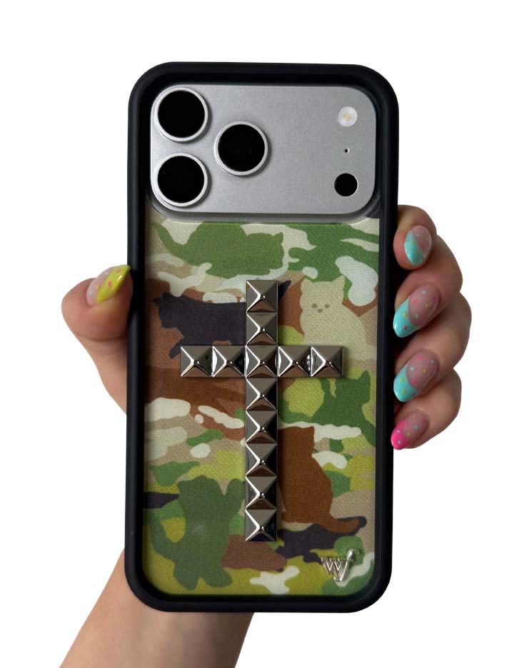 Stud Cross Cat Camo Phone Case