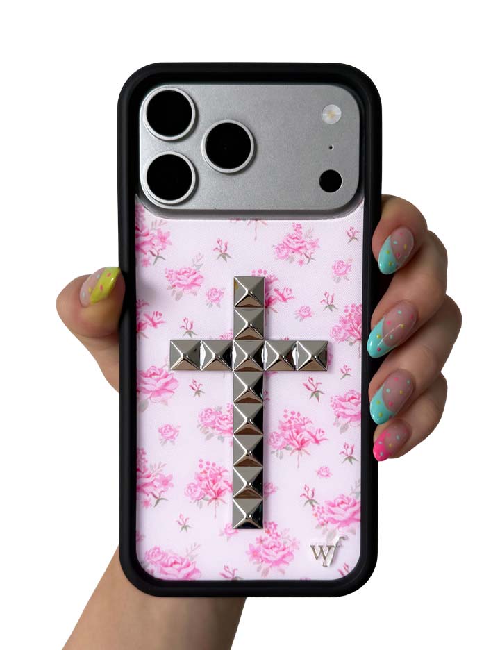 Pink Forget-Me-Not Cross Rivet Forget Me Not Floral Pink Phone Case
