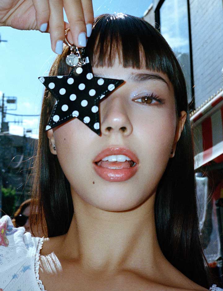 黑色波點五角星 Polka Dot Star 手機鏈