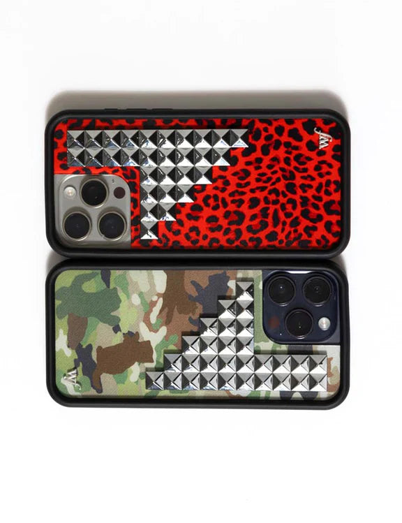 Red Meow Stud Phone Case (Red Leopard Print Punk Series) 