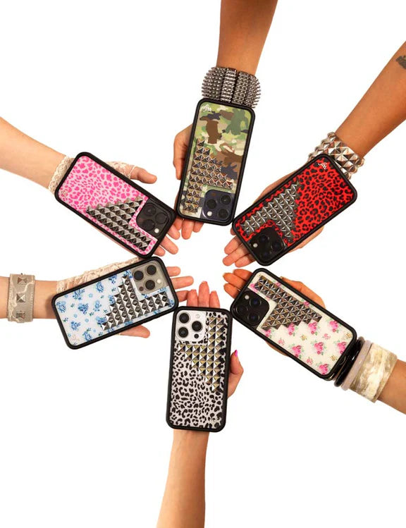 Red Meow Stud Phone Case (Red Leopard Print Punk Series) 