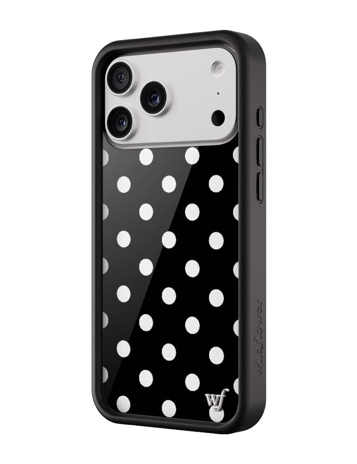 ブラックポルカドット柄シリコン耐衝撃スマホケース | 欧米