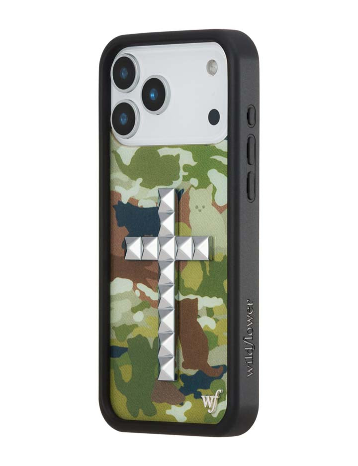 Stud Cross Cat Camo Phone Case