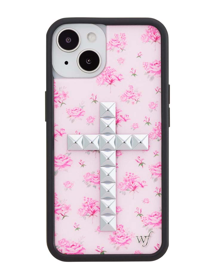 Pink Forget-Me-Not Cross Rivet Forget Me Not Floral Pink Phone Case