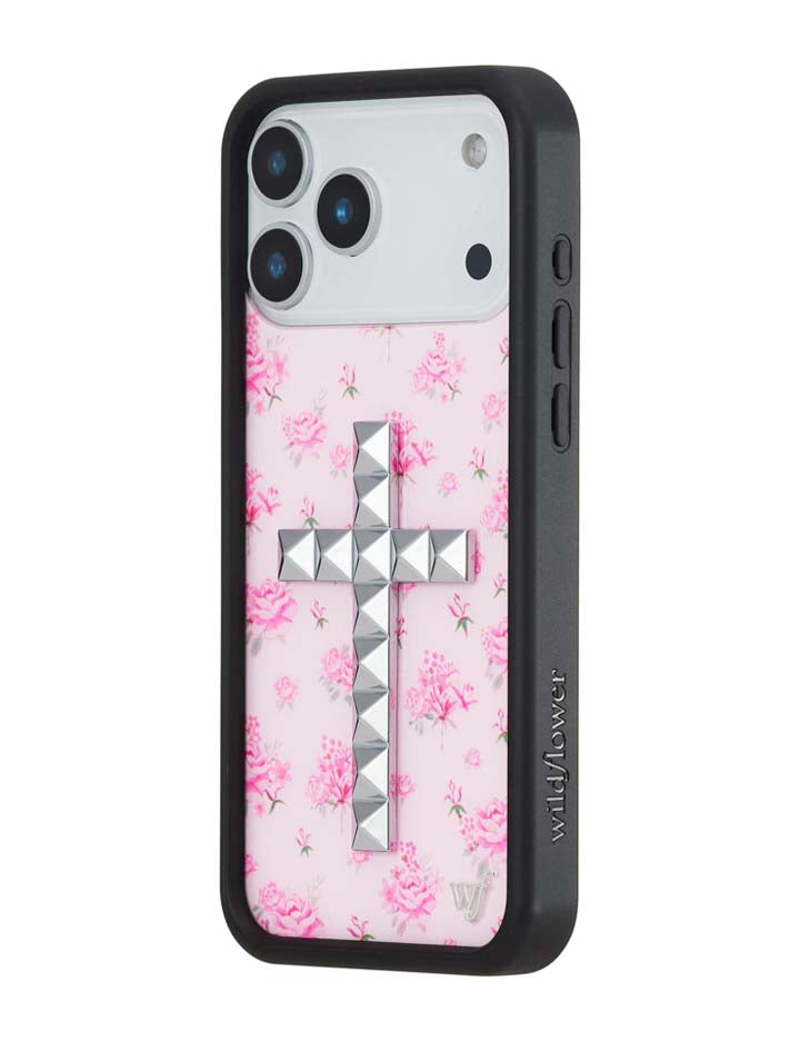 Pink Forget-Me-Not Cross Rivet Forget Me Not Floral Pink Phone Case