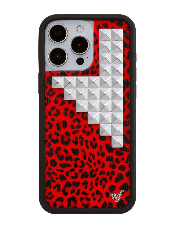 Red Meow Stud Phone Case (Red Leopard Print Punk Series) 