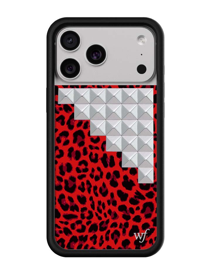 Red Meow Stud Phone Case (Red Leopard Print Punk Series) 