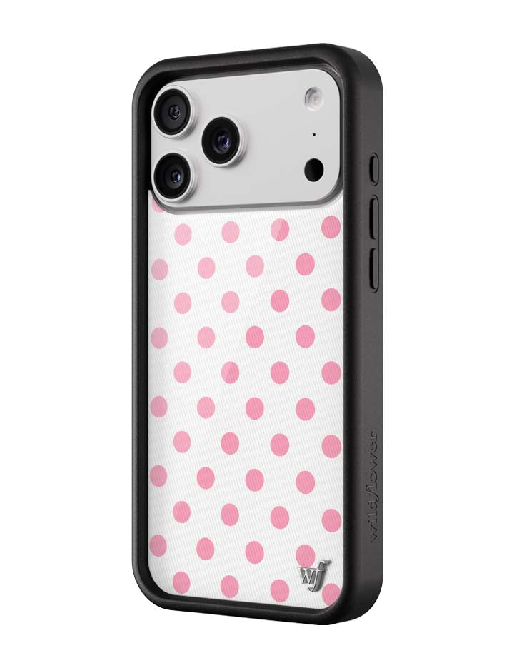 櫻花粉波卡點 Polka Dot White Pink 手機殼