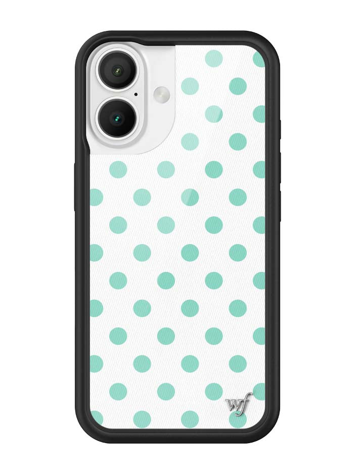 薄荷綠波卡點 Polka Dot White Turquoise 手機殼