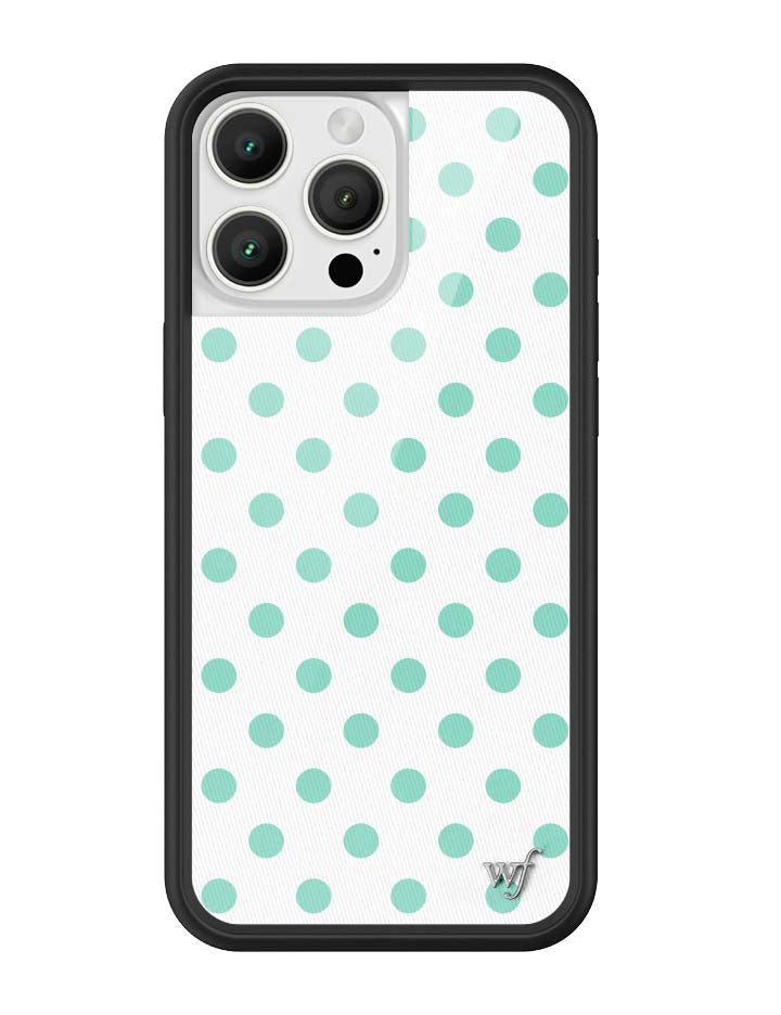 薄荷綠波卡點 Polka Dot White Turquoise 手機殼