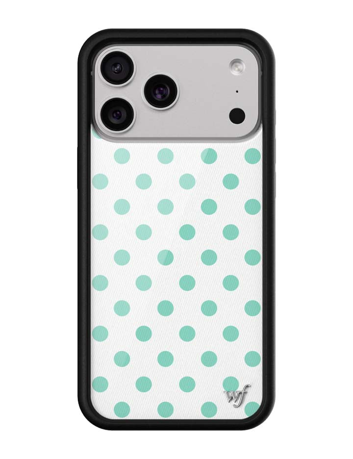 薄荷綠波卡點 Polka Dot White Turquoise 手機殼