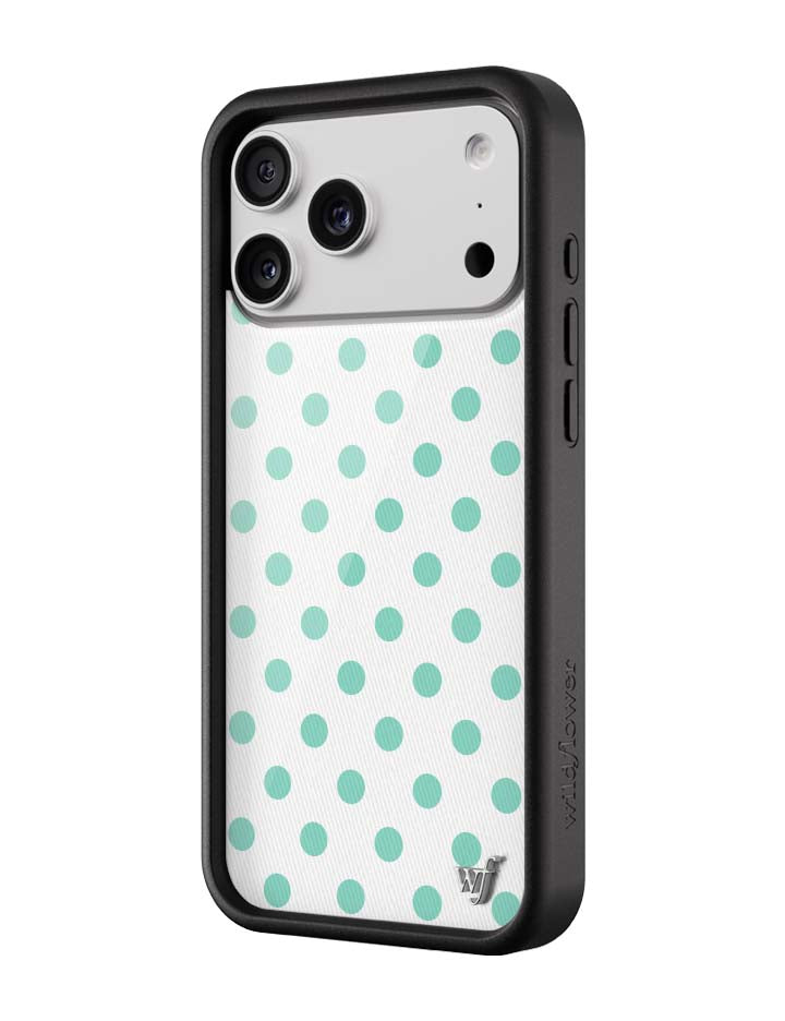 薄荷綠波卡點 Polka Dot White Turquoise 手機殼